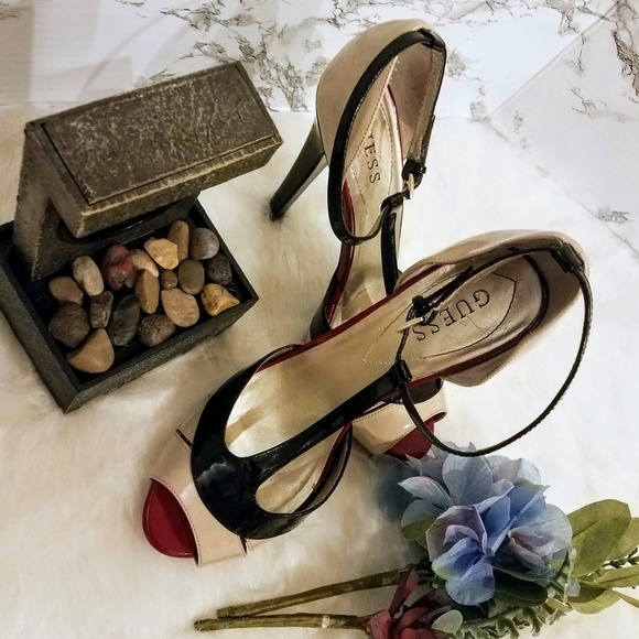 Guess Shoes - Guess Heels (red, black and cream) WGLNSEY 9M